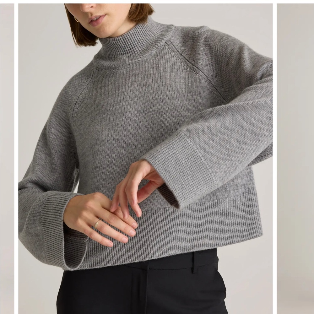 Quince Merino Wool Cropped Mock Neck Sweater